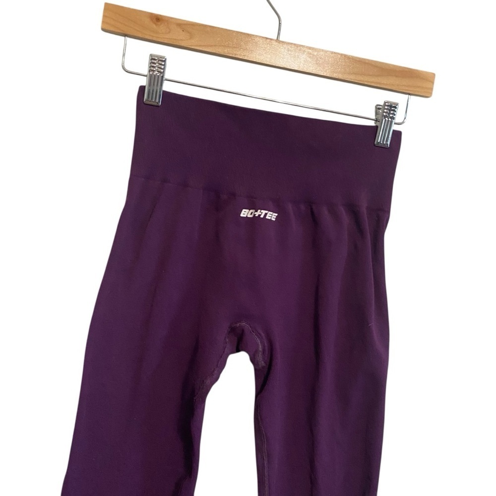 Bo+Tee Bundle of Two Pair Black Purple Sculpting Workout Leggings Size S/M - Picture 8 of 11